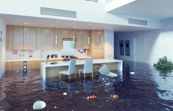open floor plan flooded because of plumbing issue